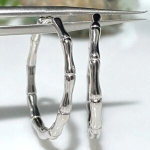 BAMBOO STYLE Silver Hoop Earrings